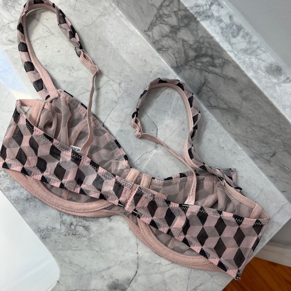 Chantal Thomass Tulle Underwire Bra, Pink, Purple, Nude Sheer, Women's Size 32C - Picture 4 of 6